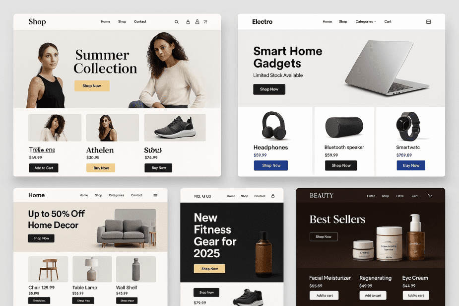 Professional dropshipping website design showcasing product pages and checkout